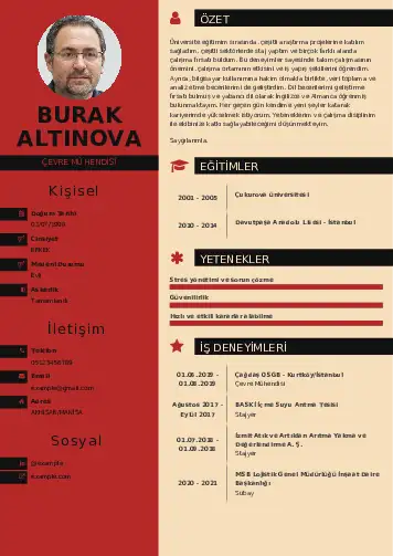 Çevre Mühendisi CV Örnekleri cv indir